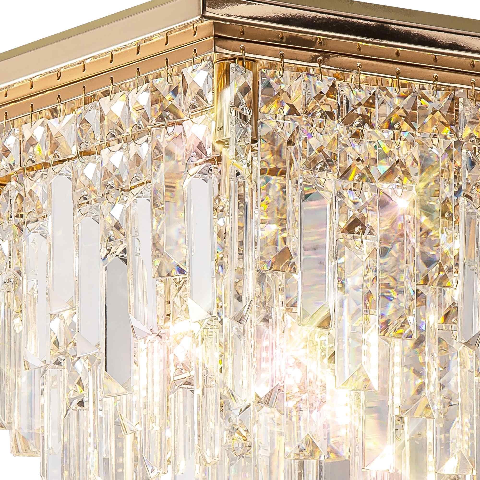 IL31812 Maddison Ceiling Square 6 Light G9 French Gold/Crystal