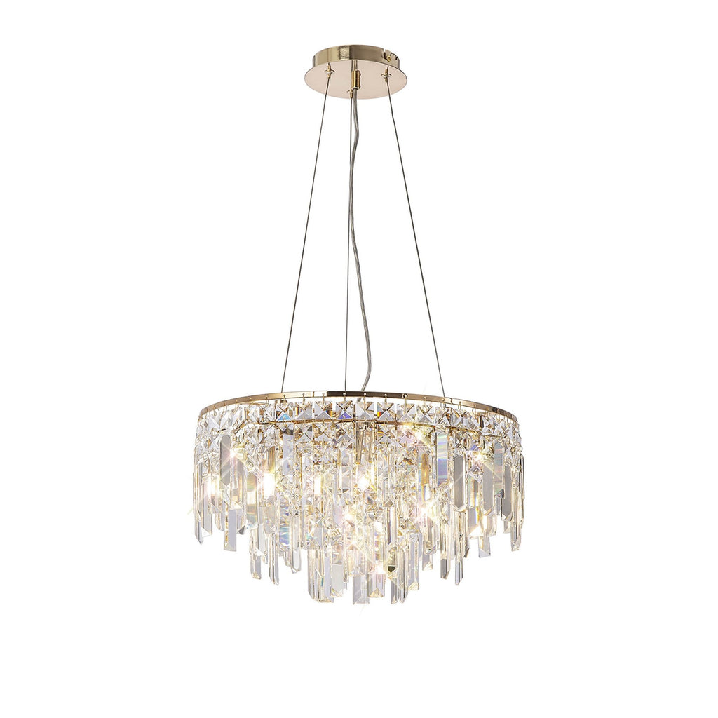IL31814 Maddison Pendant Round 6 Light G9 French Gold/Crystal