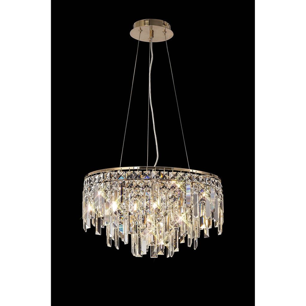 IL31814 Maddison Pendant Round 6 Light G9 French Gold/Crystal
