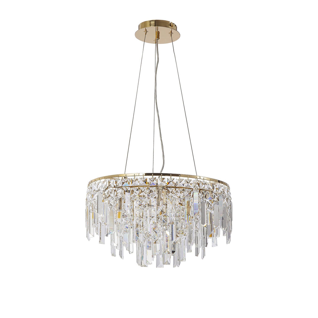 IL31814 Maddison Pendant Round 6 Light G9 French Gold/Crystal