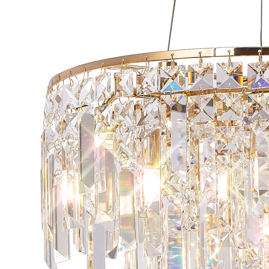 IL31814 Maddison Pendant Round 6 Light G9 French Gold/Crystal