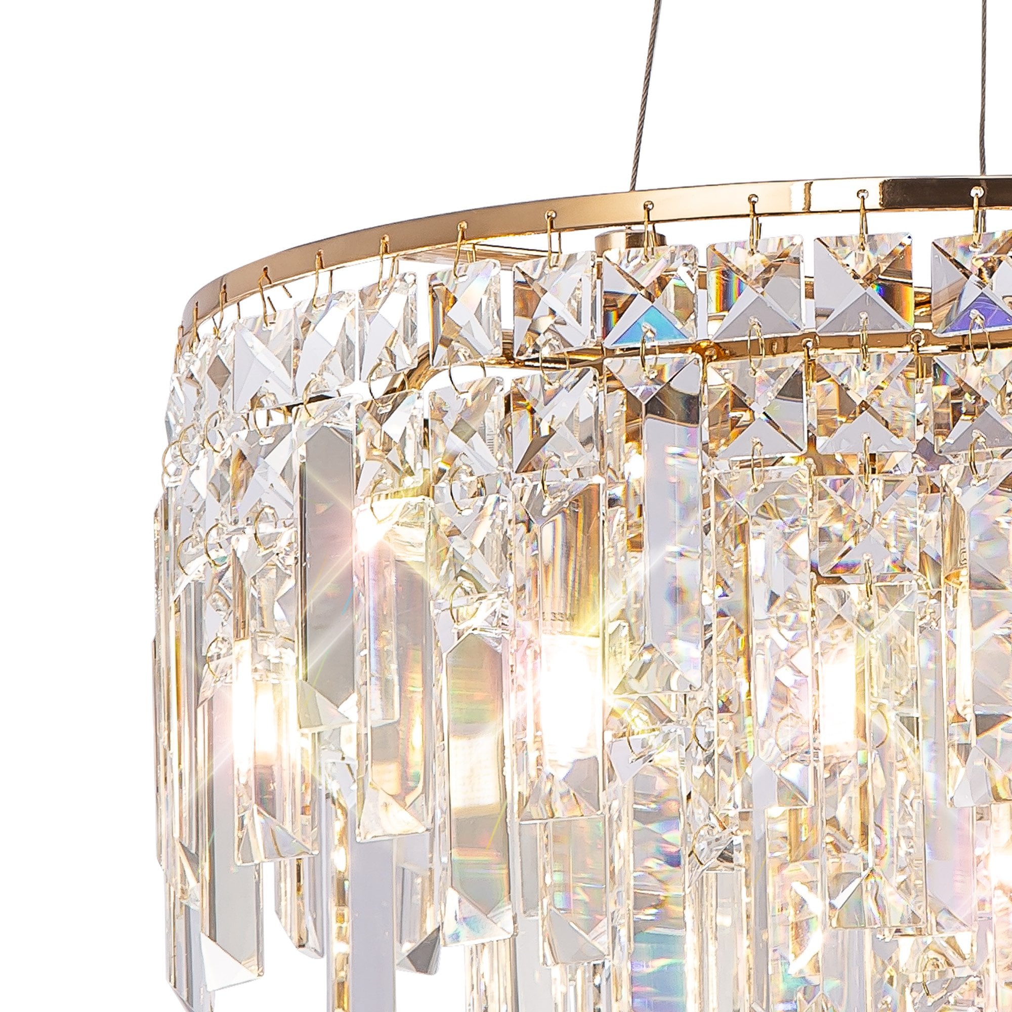 IL31814 Maddison Pendant Round 6 Light G9 French Gold/Crystal
