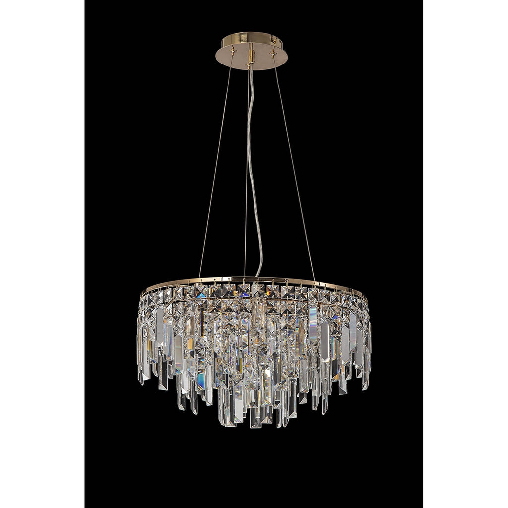IL31814 Maddison Pendant Round 6 Light G9 French Gold/Crystal
