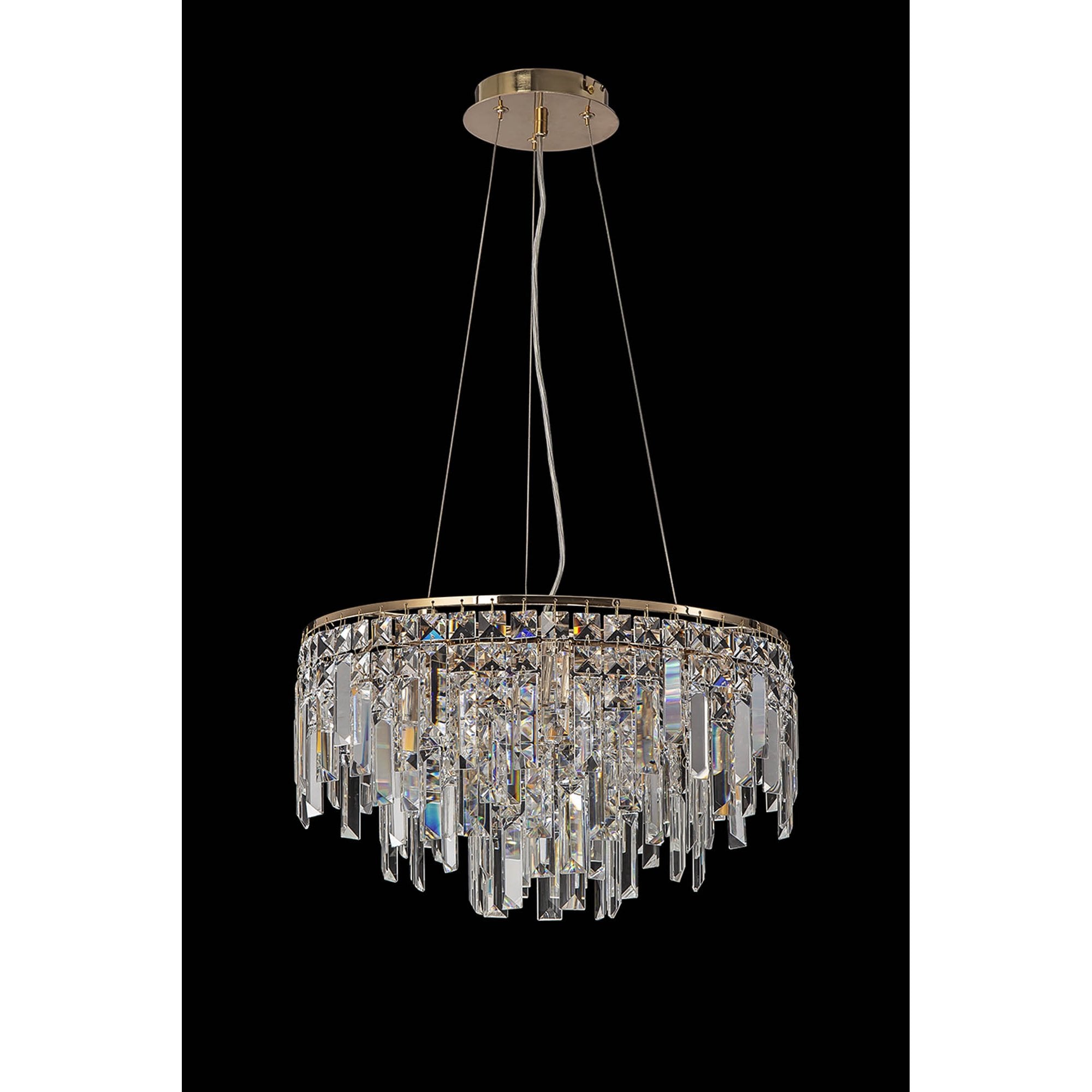 IL31814 Maddison Pendant Round 6 Light G9 French Gold/Crystal