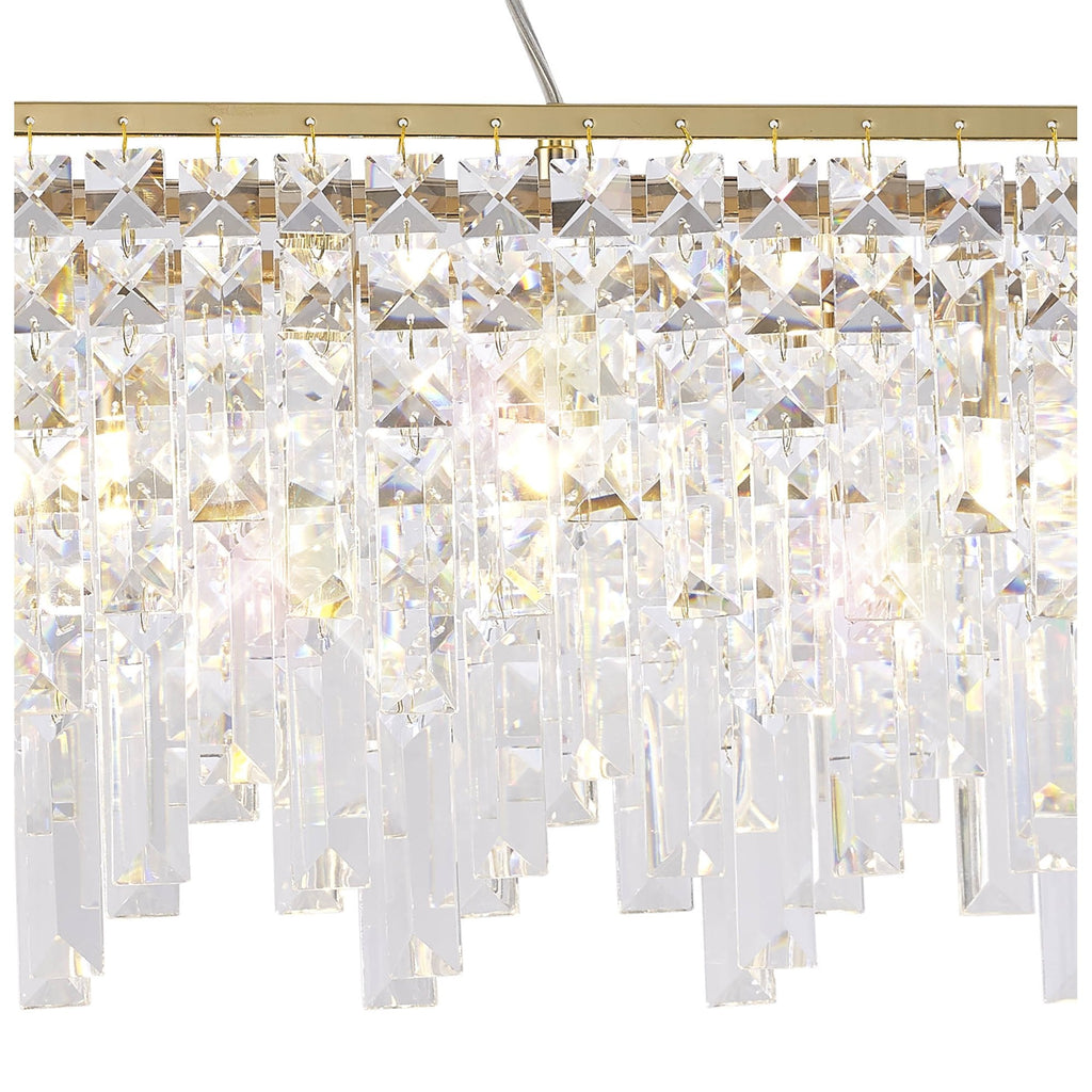IL31815 Maddison Pendant Linear 6 Light G9 French Gold/Crystal
