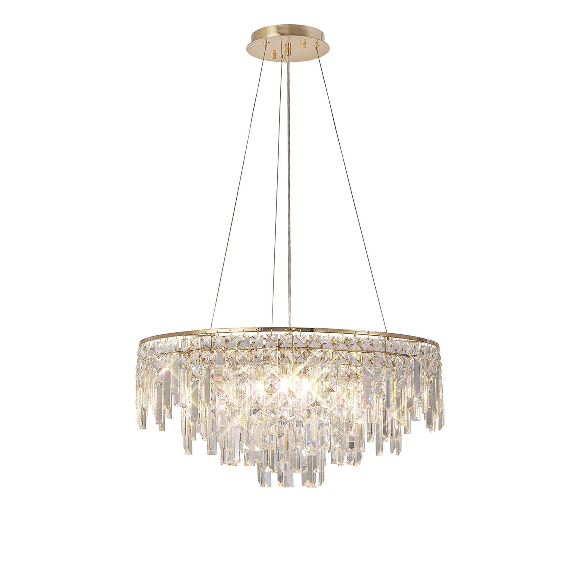 IL31816 Maddison Pendant Round 8 Light G9 French Gold/Crystal