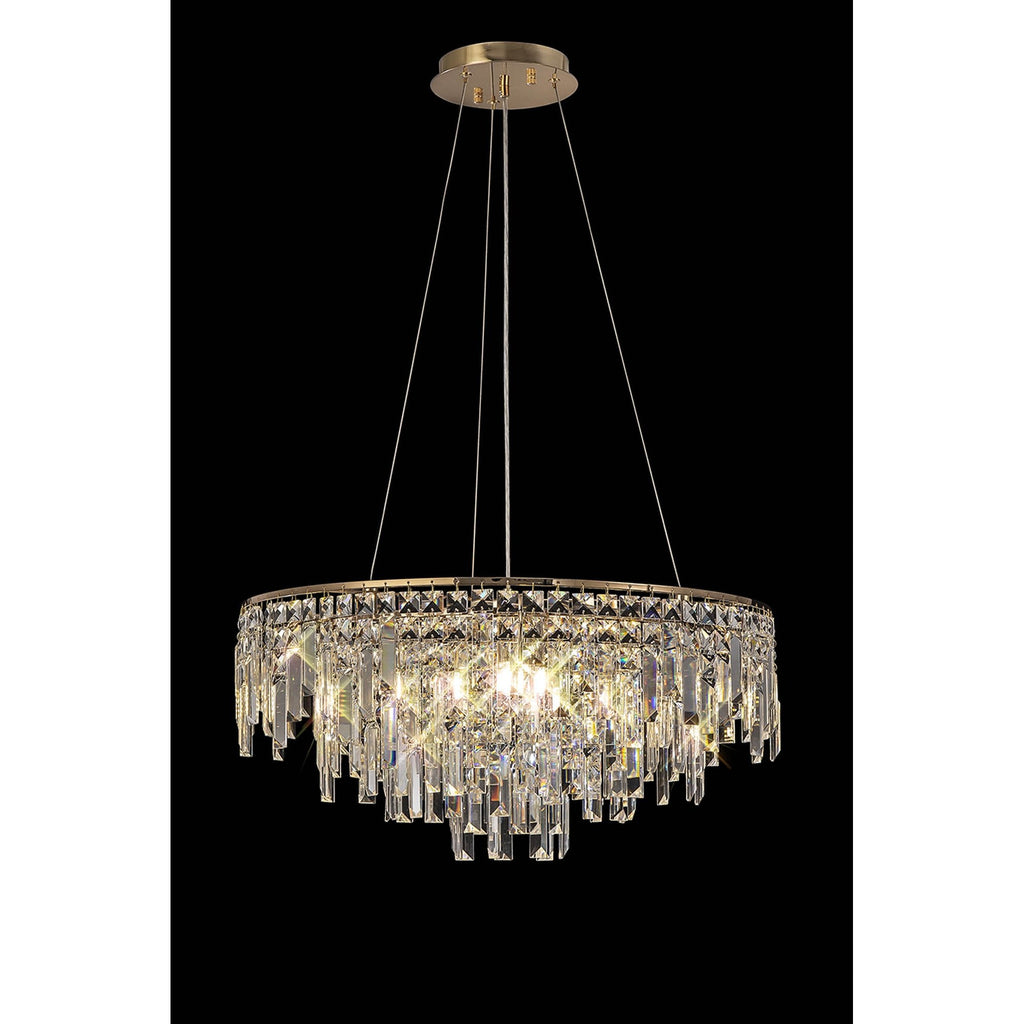 IL31816 Maddison Pendant Round 8 Light G9 French Gold/Crystal