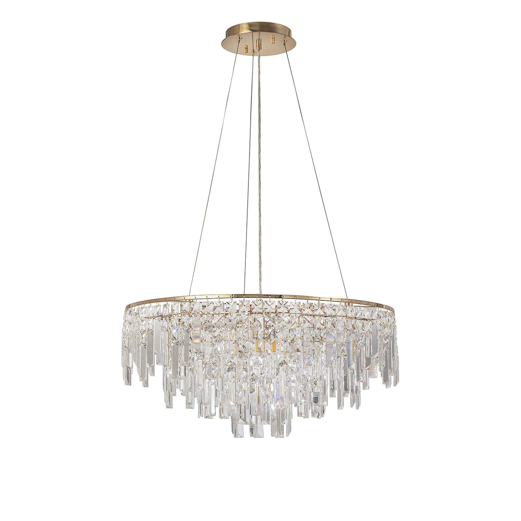 IL31816 Maddison Pendant Round 8 Light G9 French Gold/Crystal