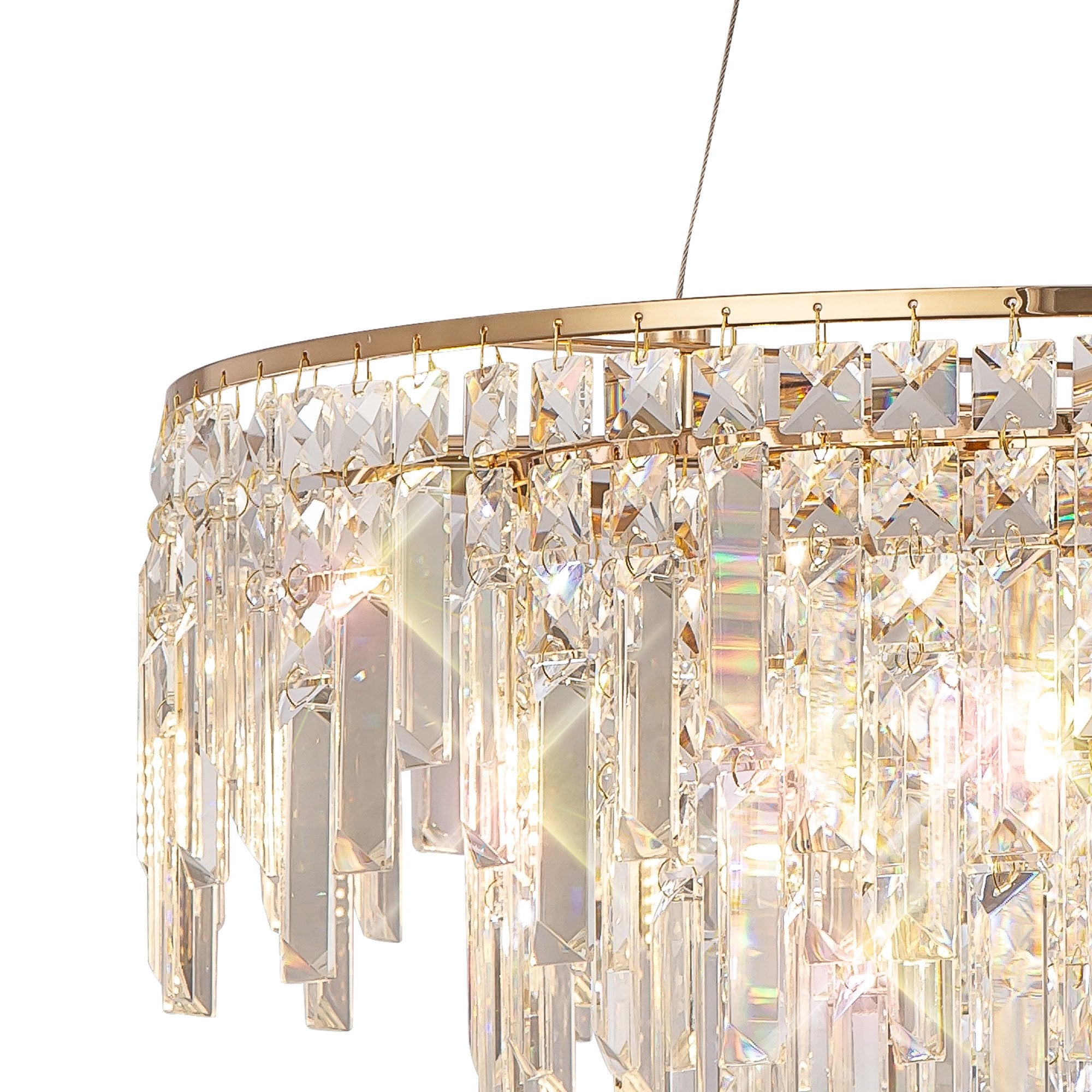 IL31816 Maddison Pendant Round 8 Light G9 French Gold/Crystal
