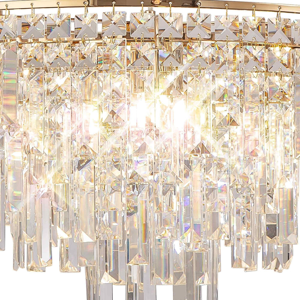 IL31816 Maddison Pendant Round 8 Light G9 French Gold/Crystal