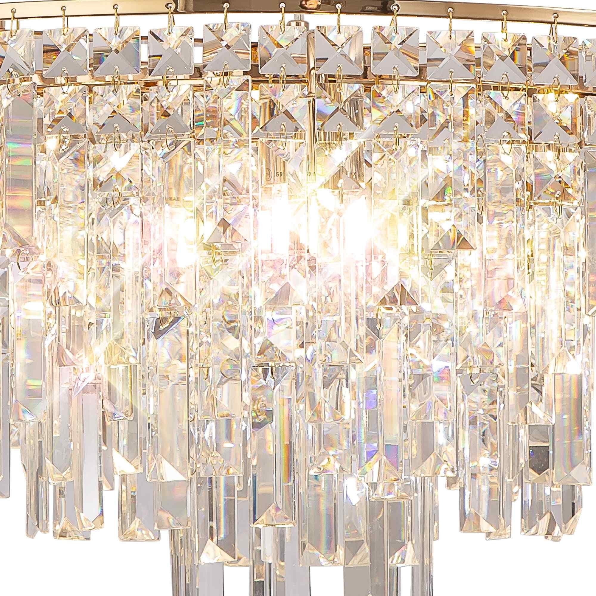 IL31816 Maddison Pendant Round 8 Light G9 French Gold/Crystal