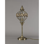 IL31574 Marisa Table Lamp 1 Light E27 Antique Brass/Amber Crystal