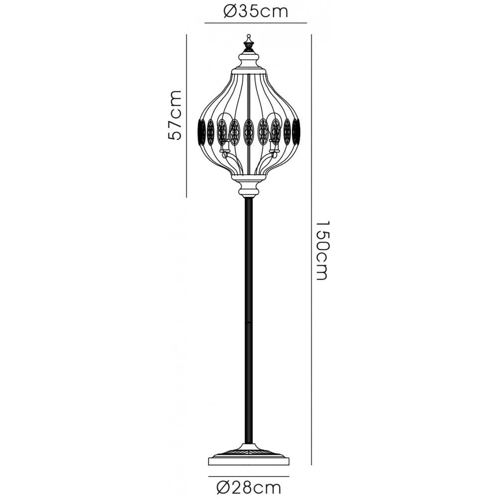 IL31575 Marisa Floor Lamp 1 Light E27 Antique Brass/Amber Crystal