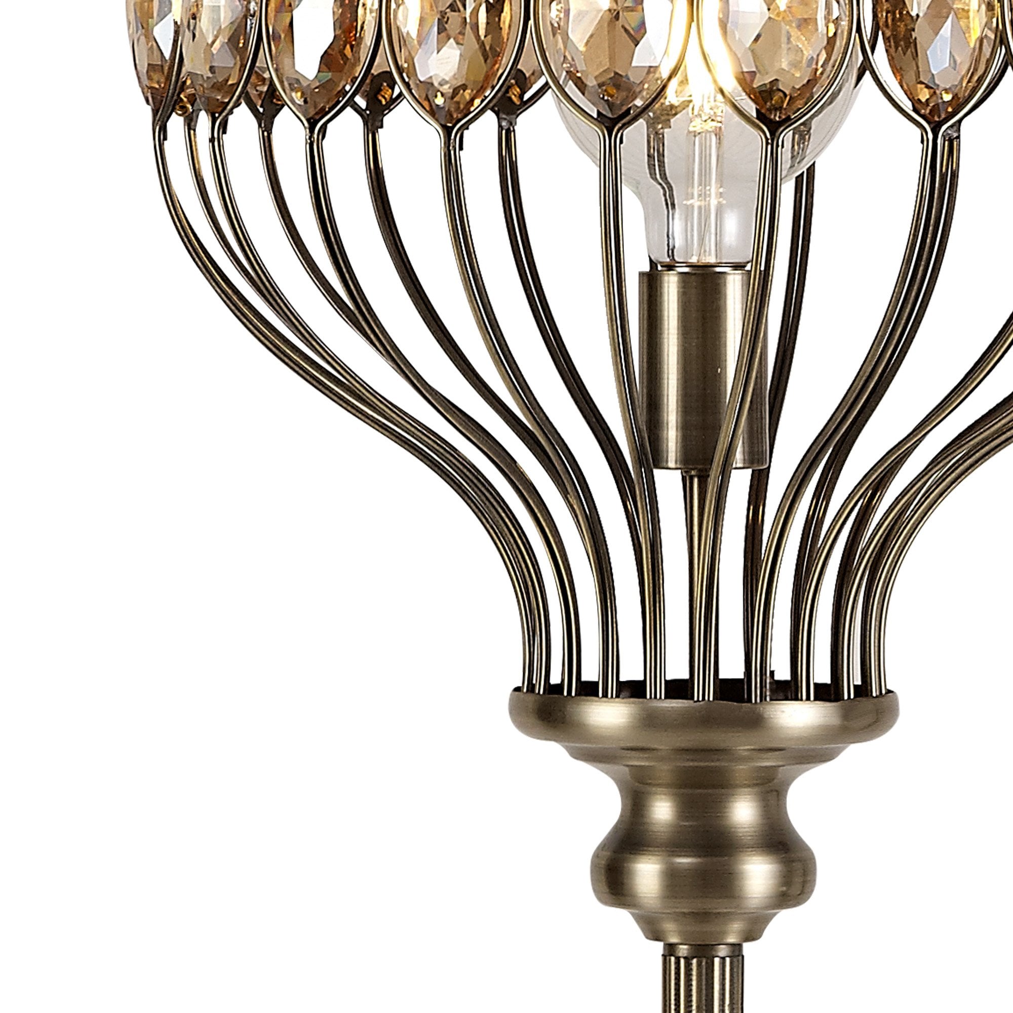 IL31575 Marisa Floor Lamp 1 Light E27 Antique Brass/Amber Crystal