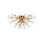 IL32909AG Noon Semi Flush 6 Light E14 Antique Gold/Clear Glass