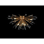 IL32909AG Noon Semi Flush 6 Light E14 Antique Gold/Clear Glass