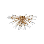 IL32909AG Noon Semi Flush 6 Light E14 Antique Gold/Clear Glass