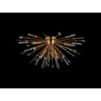 IL32909AG Noon Semi Flush 6 Light E14 Antique Gold/Clear Glass