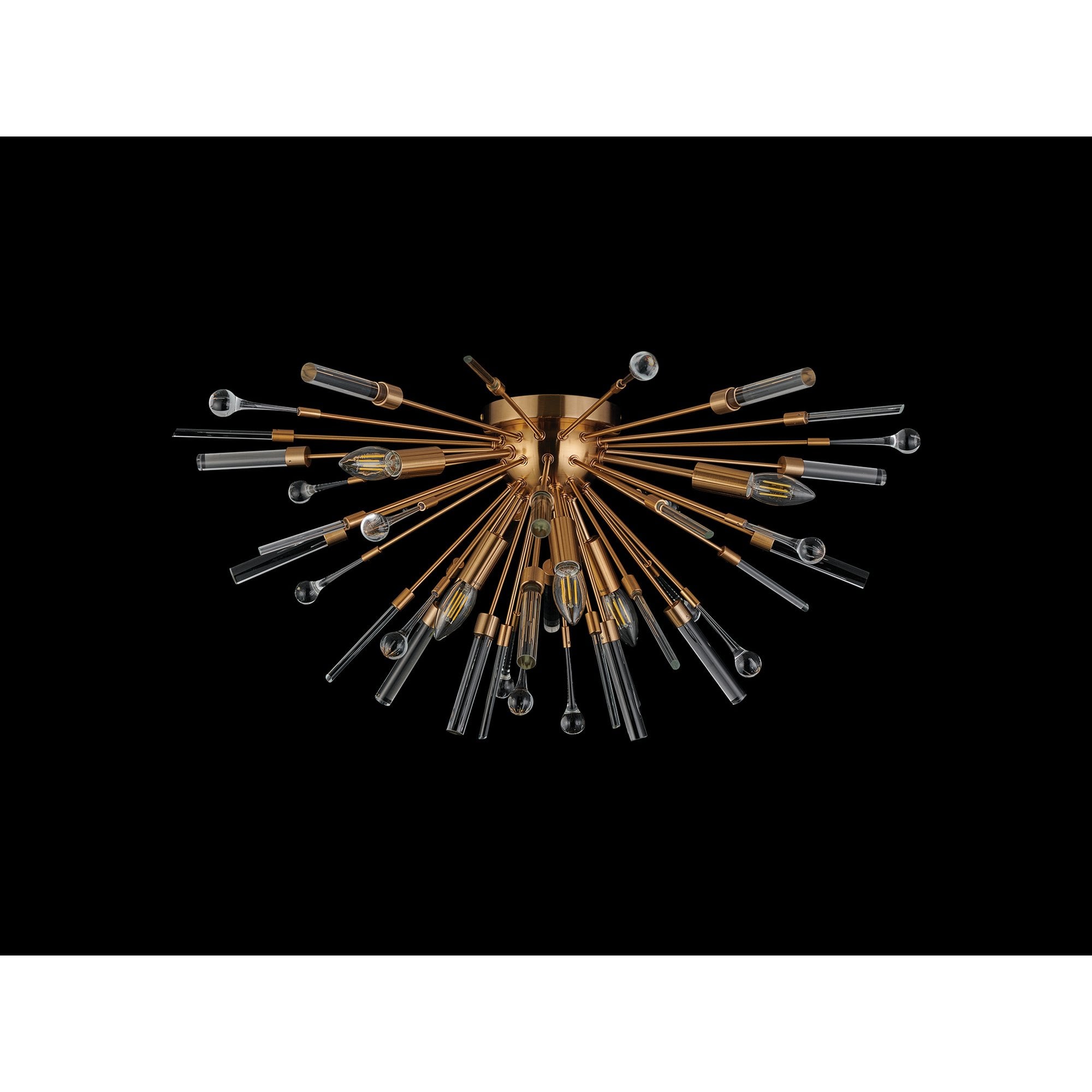IL32909AG Noon Semi Flush 6 Light E14 Antique Gold/Clear Glass