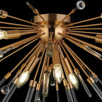 IL32909AG Noon Semi Flush 6 Light E14 Antique Gold/Clear Glass