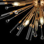 IL32909AG Noon Semi Flush 6 Light E14 Antique Gold/Clear Glass