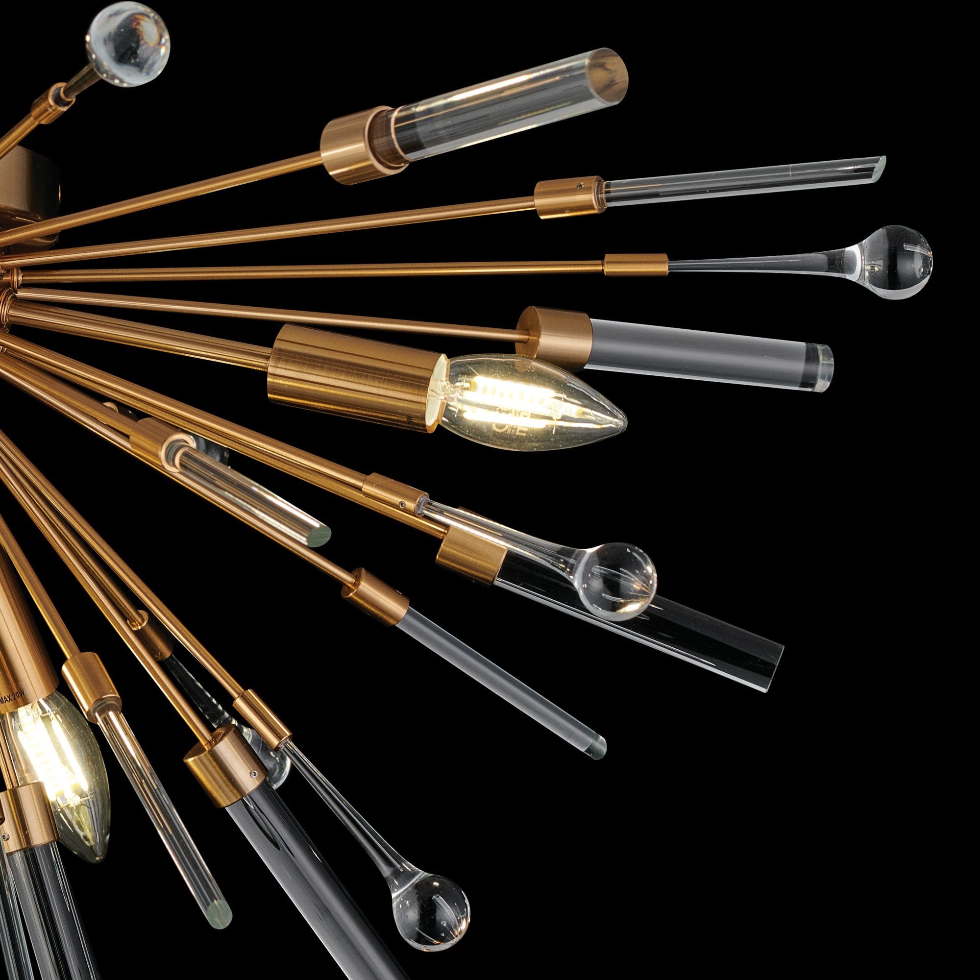 IL32909AG Noon Semi Flush 6 Light E14 Antique Gold/Clear Glass