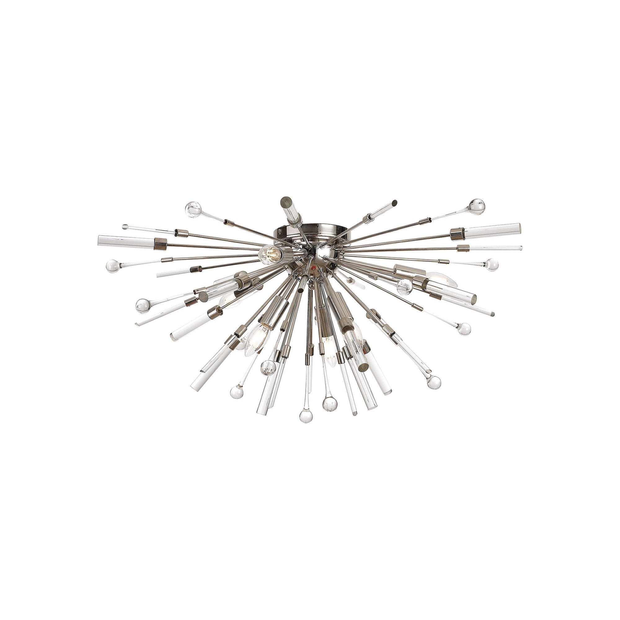 IL32909PN Noon Semi Flush 6 Light E14 Polished Nickel/Clear Glass