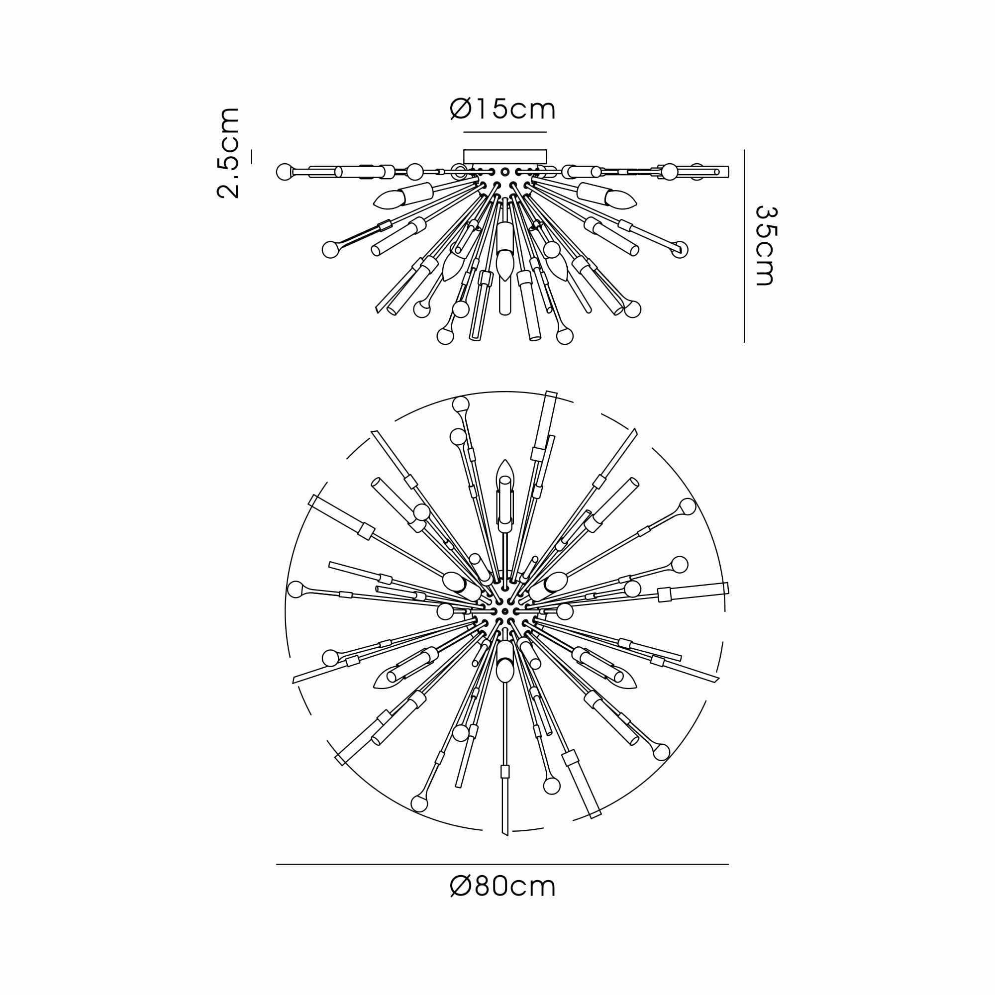 IL32909PN Noon Semi Flush 6 Light E14 Polished Nickel/Clear Glass
