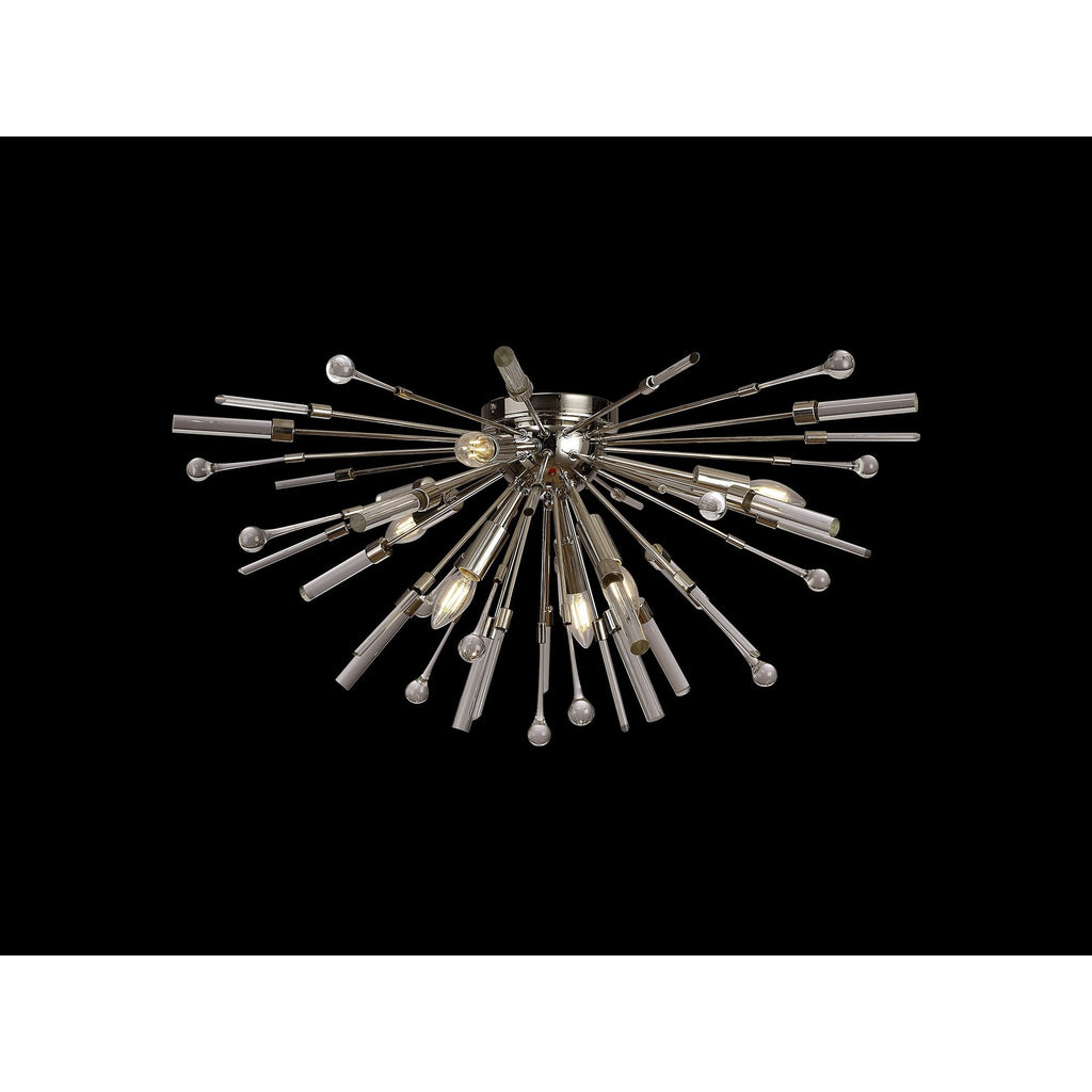 IL32909PN Noon Semi Flush 6 Light E14 Polished Nickel/Clear Glass