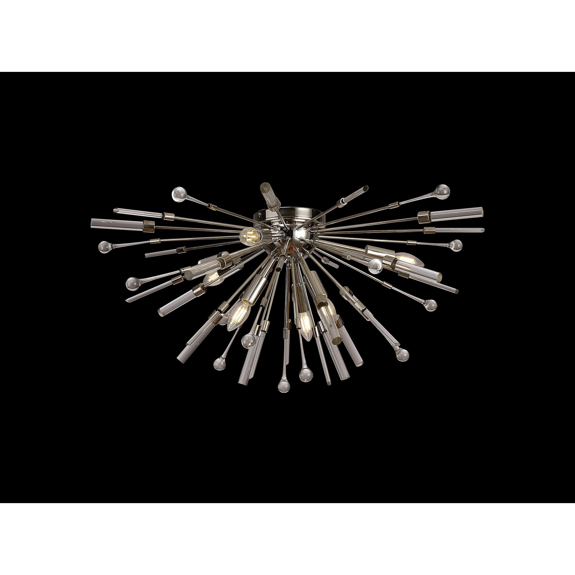IL32909PN Noon Semi Flush 6 Light E14 Polished Nickel/Clear Glass