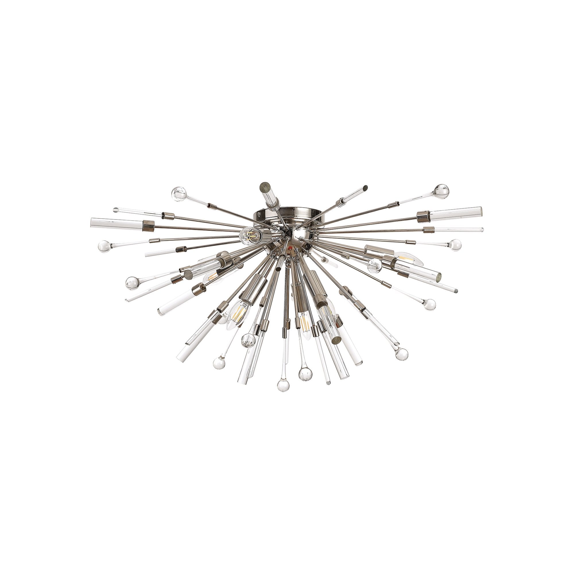 IL32909PN Noon Semi Flush 6 Light E14 Polished Nickel/Clear Glass