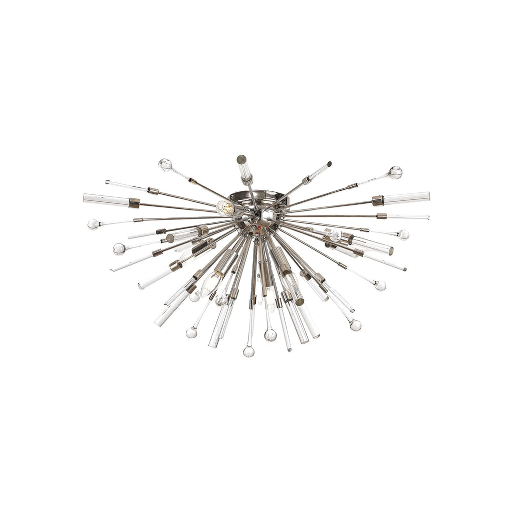 IL32909PN Noon Semi Flush 6 Light E14 Polished Nickel/Clear Glass