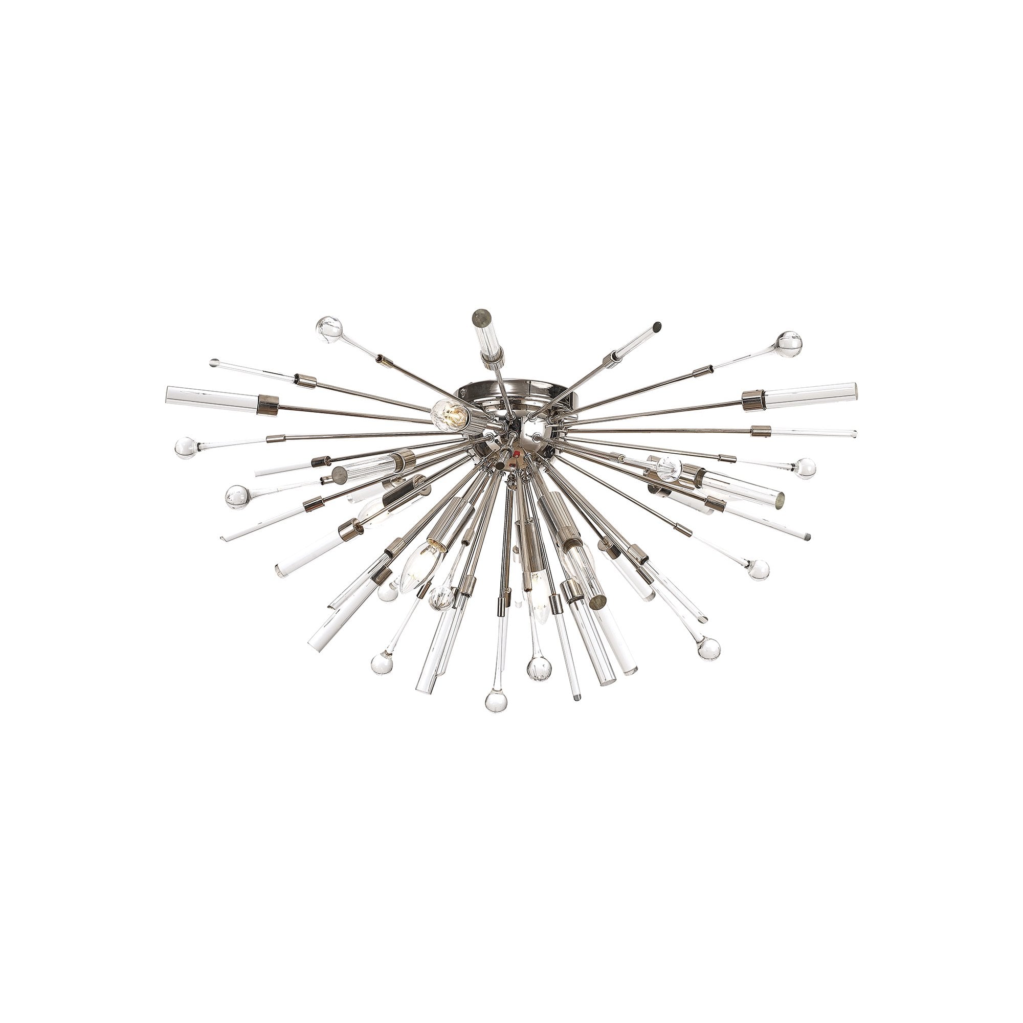 IL32909PN Noon Semi Flush 6 Light E14 Polished Nickel/Clear Glass