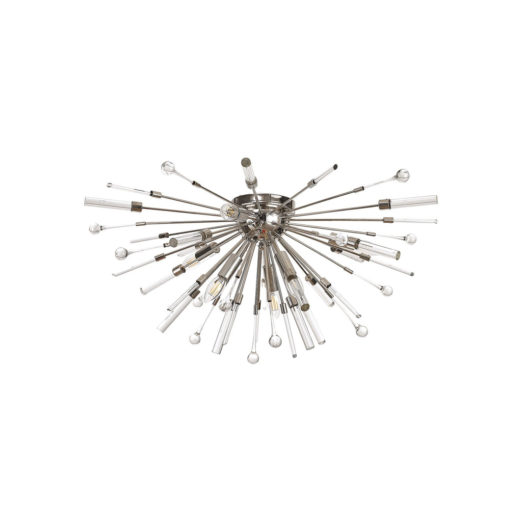IL32909PN Noon Semi Flush 6 Light E14 Polished Nickel/Clear Glass