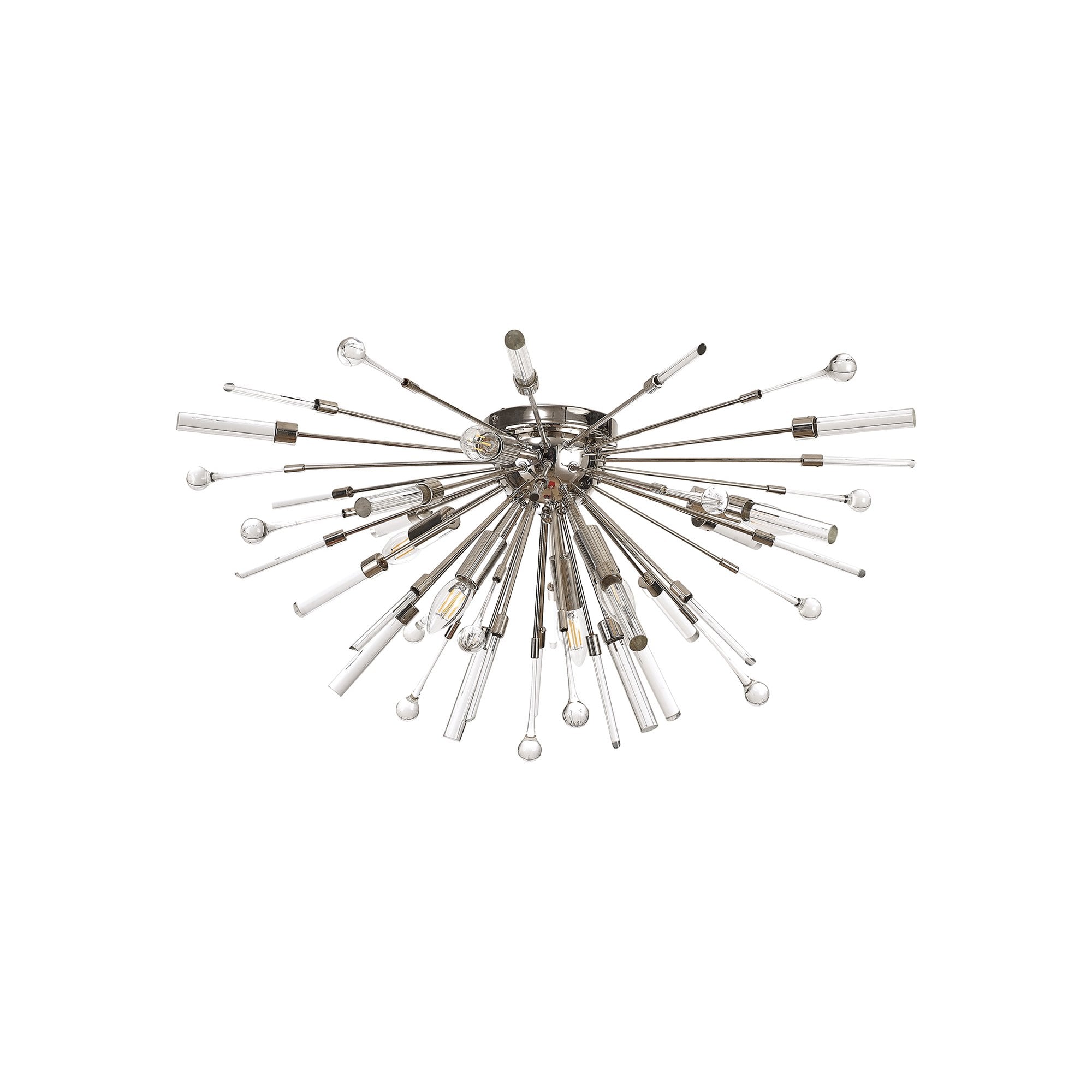 IL32909PN Noon Semi Flush 6 Light E14 Polished Nickel/Clear Glass