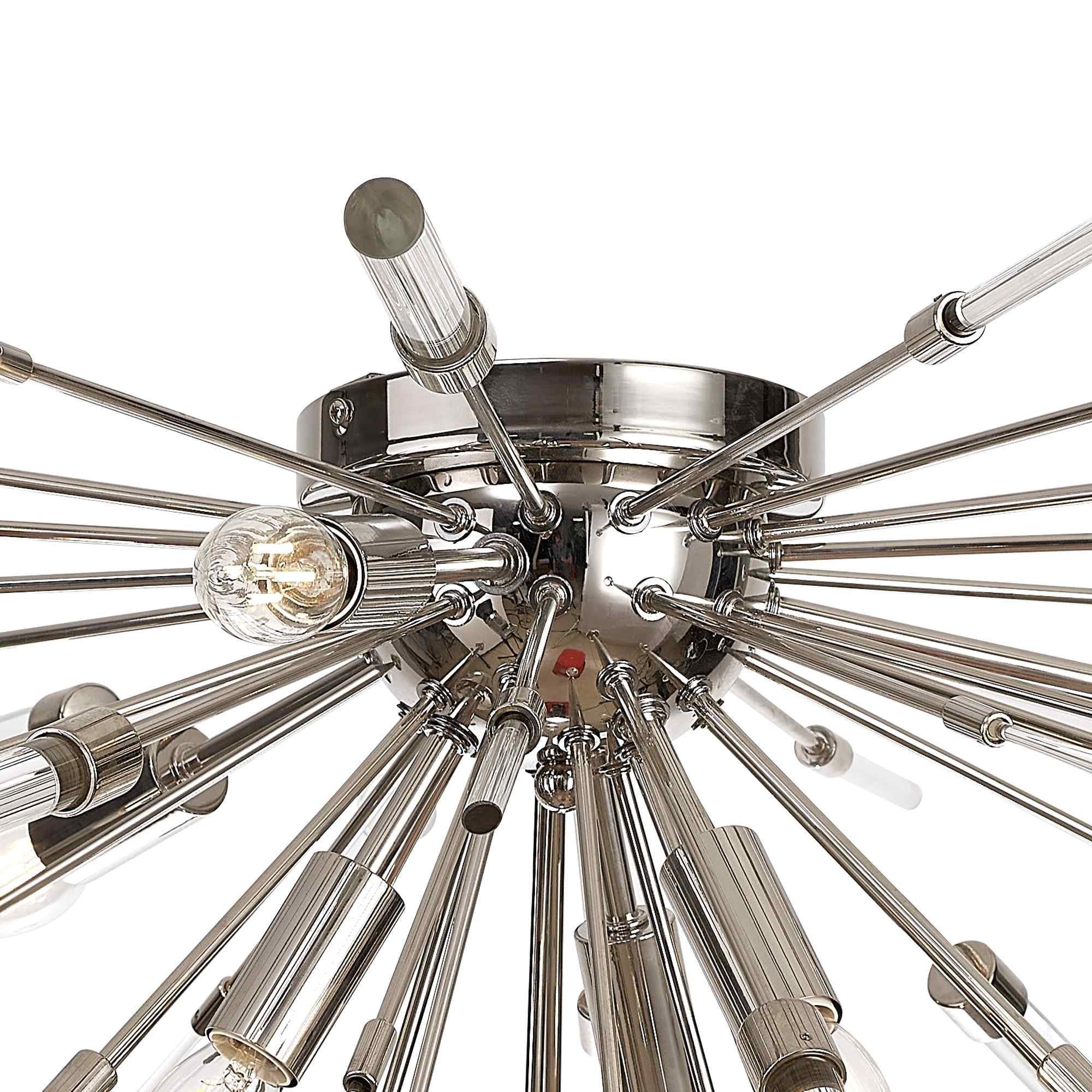 IL32909PN Noon Semi Flush 6 Light E14 Polished Nickel/Clear Glass