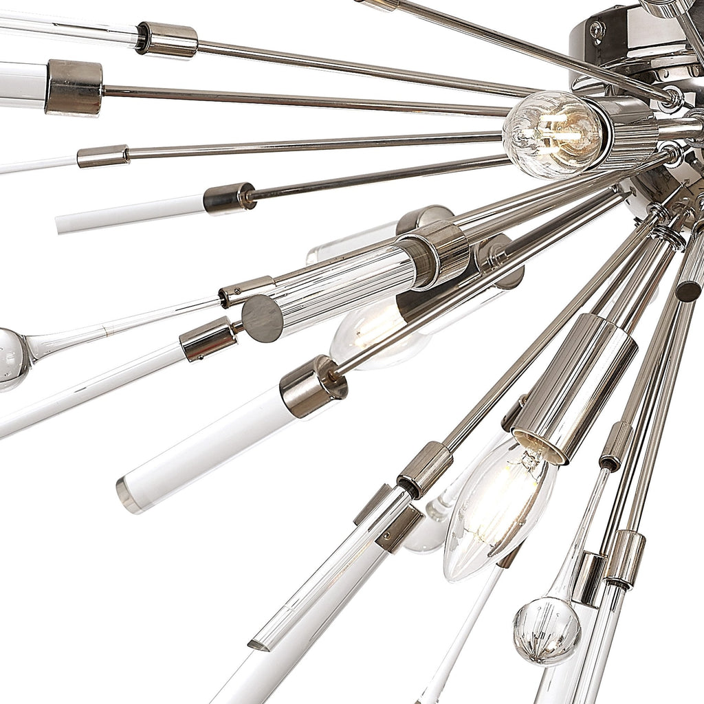 IL32909PN Noon Semi Flush 6 Light E14 Polished Nickel/Clear Glass