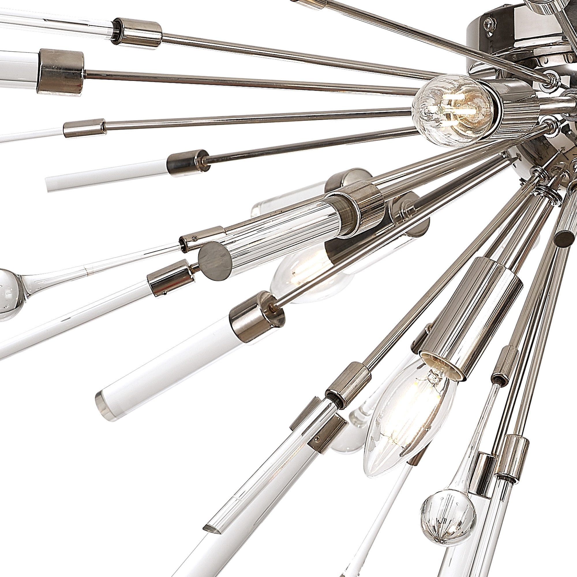 IL32909PN Noon Semi Flush 6 Light E14 Polished Nickel/Clear Glass