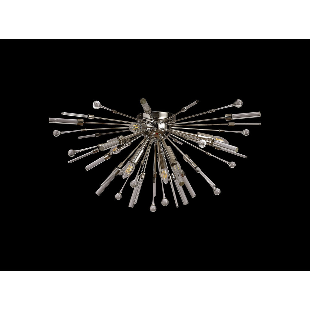 IL32909PN Noon Semi Flush 6 Light E14 Polished Nickel/Clear Glass