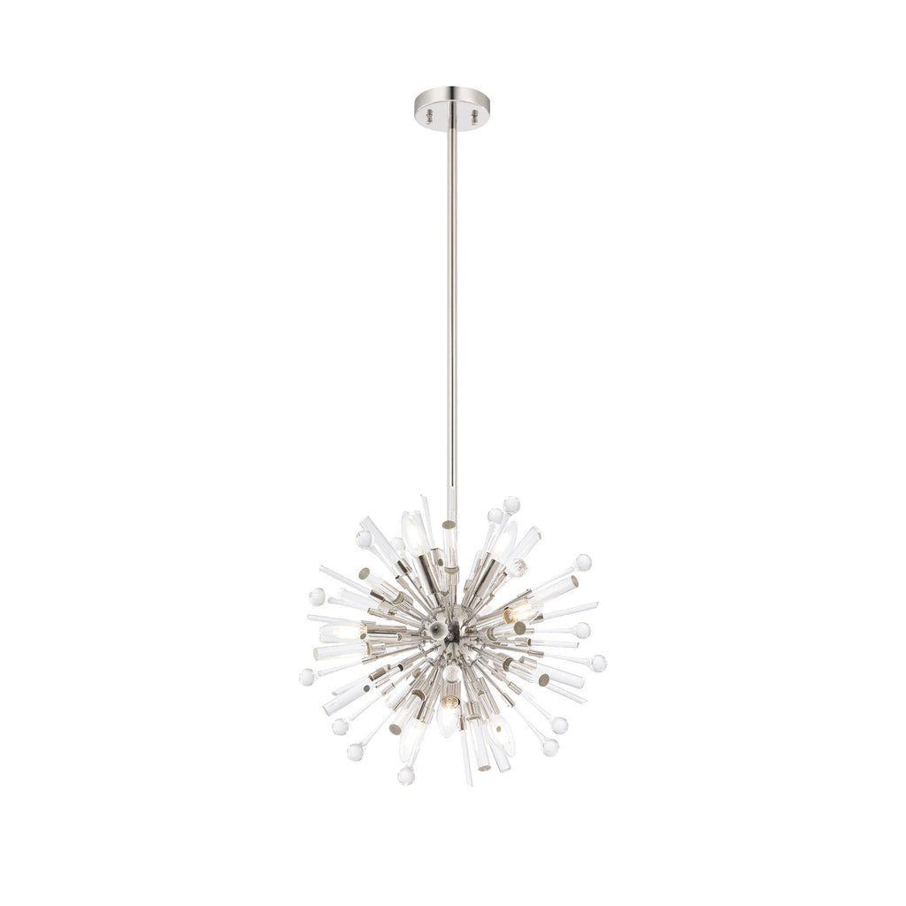 IL32830PN Noon Pendant 9 Light E14 Polished Nickel/Clear Glass