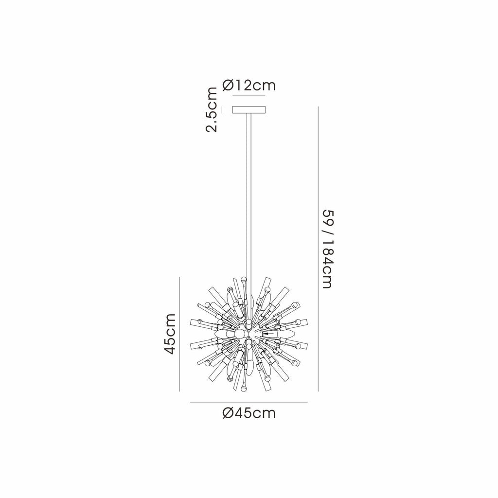 IL32830PN Noon Pendant 9 Light E14 Polished Nickel/Clear Glass