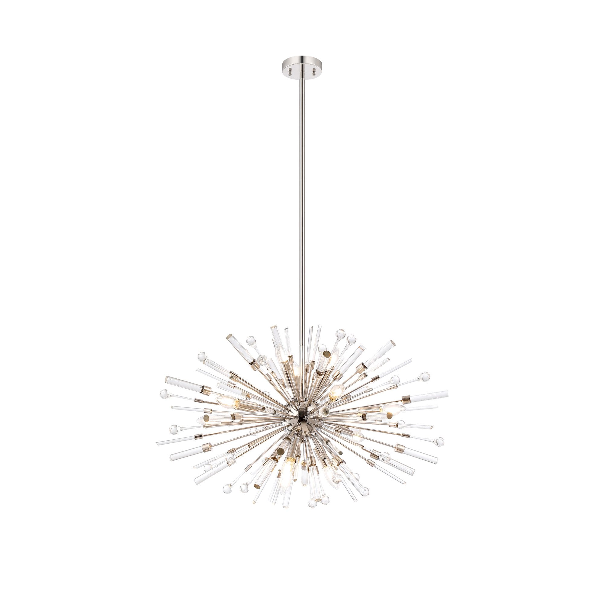 IL32908PN Noon Oval Pendant 12 Light E14 Polished Nickel/Clear Glass