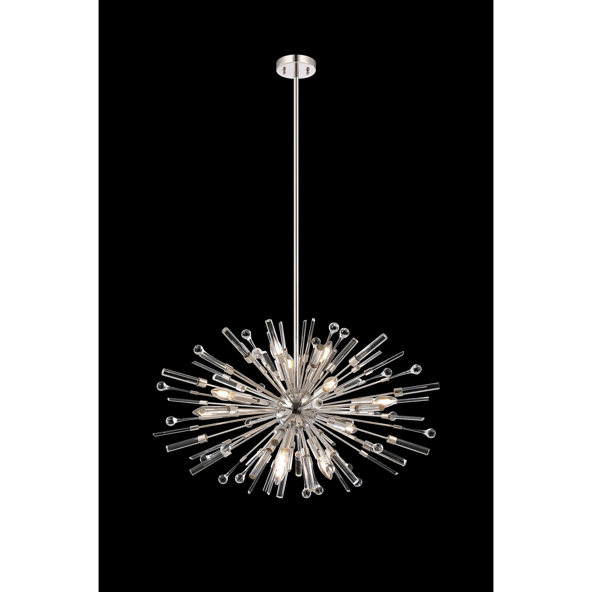 IL32908PN Noon Oval Pendant 12 Light E14 Polished Nickel/Clear Glass