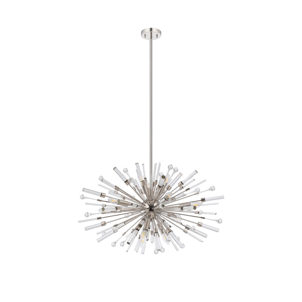 IL32908PN Noon Oval Pendant 12 Light E14 Polished Nickel/Clear Glass