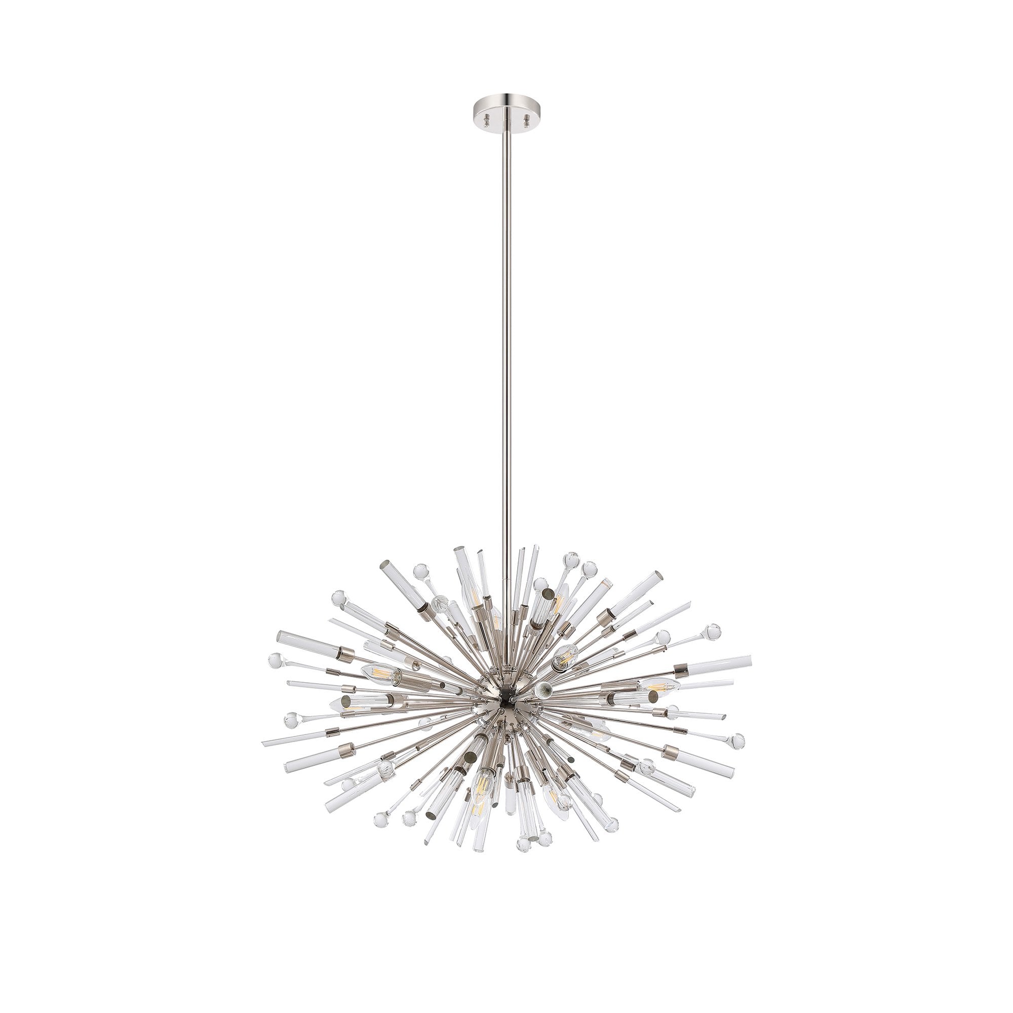 IL32908PN Noon Oval Pendant 12 Light E14 Polished Nickel/Clear Glass