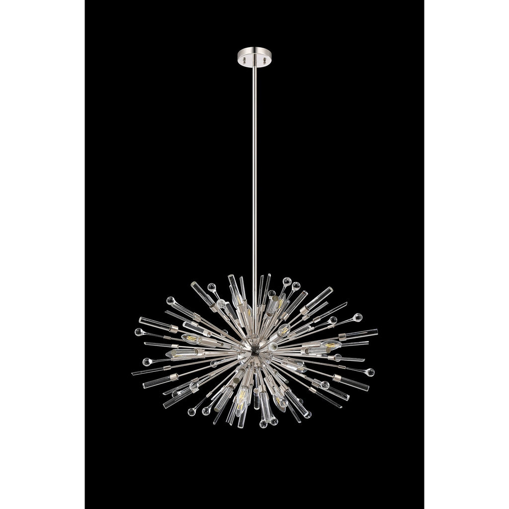 IL32908PN Noon Oval Pendant 12 Light E14 Polished Nickel/Clear Glass