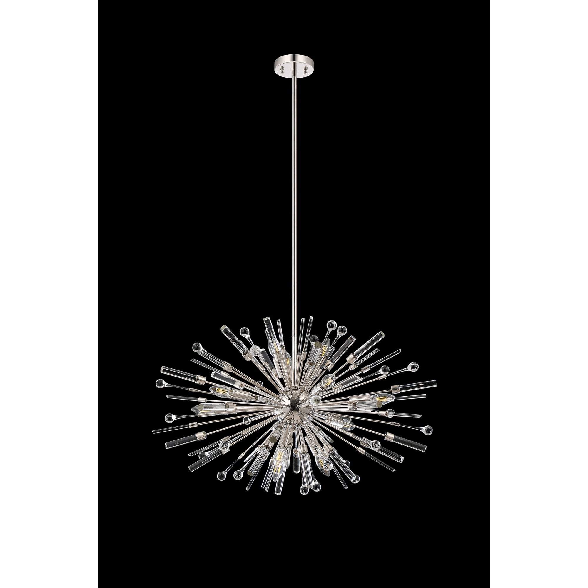 IL32908PN Noon Oval Pendant 12 Light E14 Polished Nickel/Clear Glass