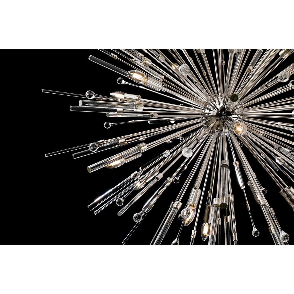 IL32908PN Noon Oval Pendant 12 Light E14 Polished Nickel/Clear Glass