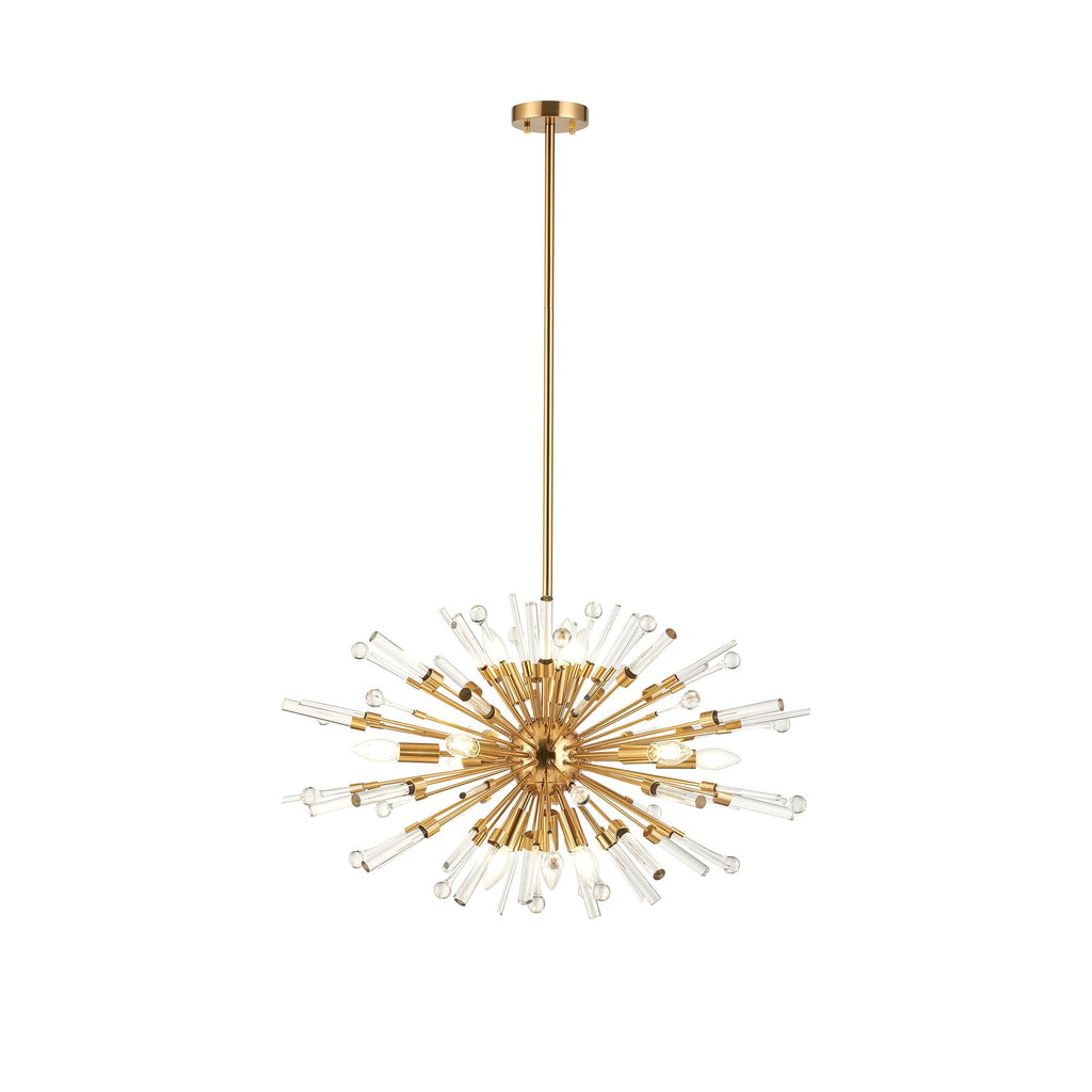 IL32908AG Noon Oval Pendant 12 Light E14 Antique Gold/Clear Glass
