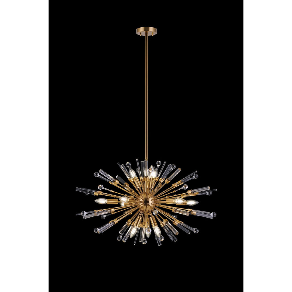 IL32908AG Noon Oval Pendant 12 Light E14 Antique Gold/Clear Glass